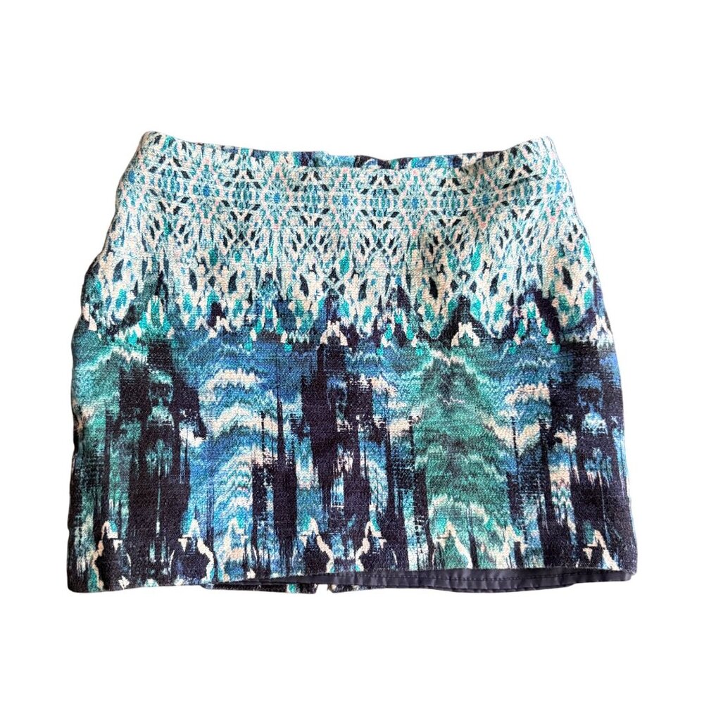 Abstract Patterned Mini Skirt With Zipper Closure
